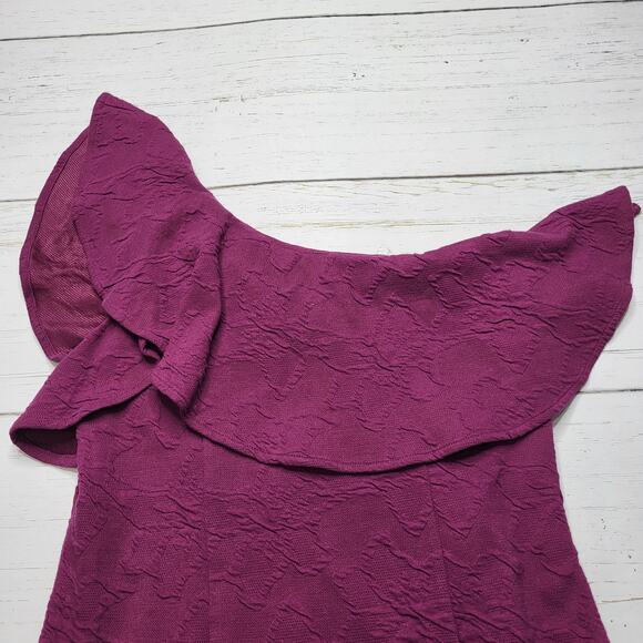 Lilly Pulitzer Bordeaux One Shoulder Mini Dress Amarena Cherry Jacquard Purple 6 - Picture 6 of 13